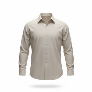 Material London Men's XXL‎ Beige Long Sleeve Stretch Dress Shirt 18 34/35 Cotton